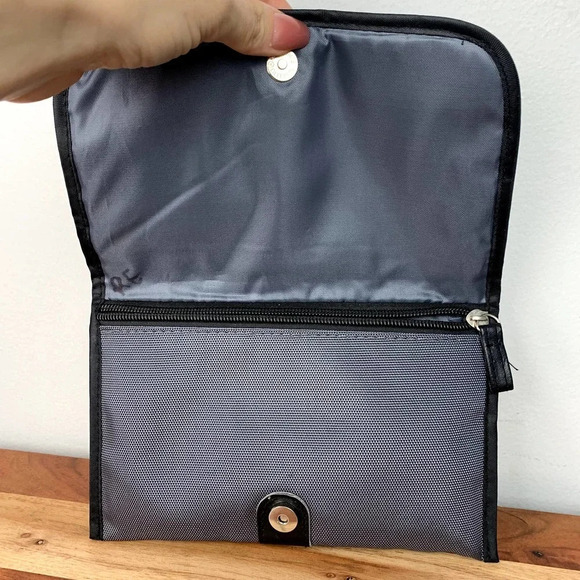 Viktor & Rolf Cosmetics Bag Small Zip Pouch Grey Black Buckle Makeup Travel Case - Picture 5 of 12